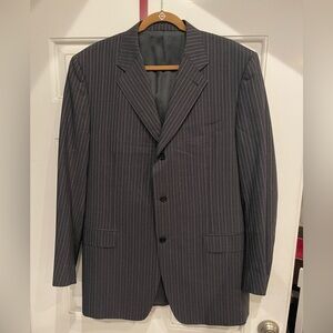 Canali Proposta Suit. Dark Grey. Blue and White Pinstripes. 54 L. Pans Size L.